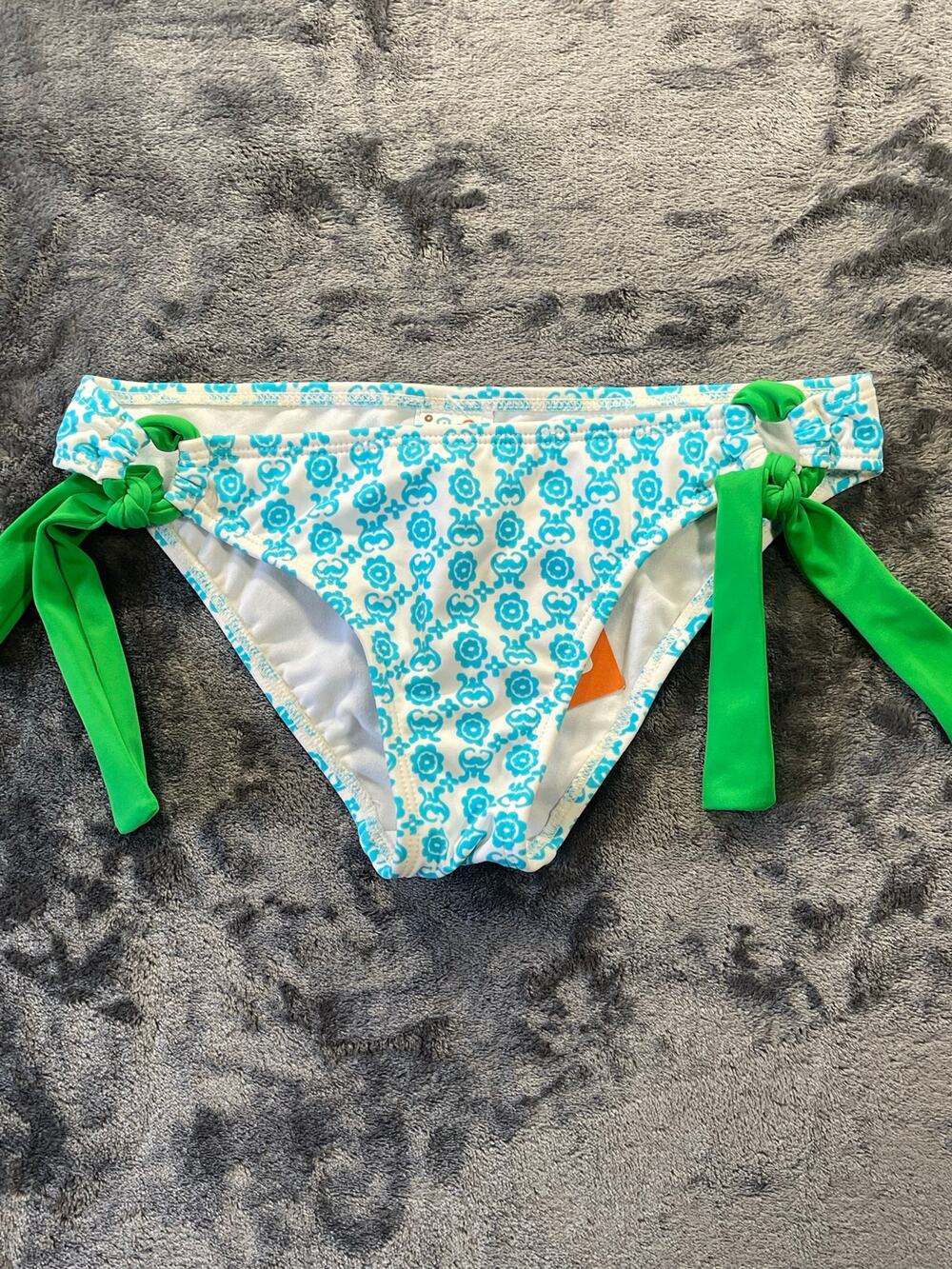 Vintage Y2K Roxy Extra Low Wide Tie Turquoise Floral Bikini Bottom S NWT